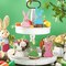5 Pcs Easter Decorations Wooden Easter Bunny Signs Freestanding Bunny Table Decor Farmhouse Rabbit Shaped Wood Tabletop Centerpieces with Jute Rope Tiered Tray for Spring Home Office Desk